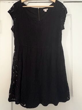 Xhilaration Black Floral Lace Dress - XXL